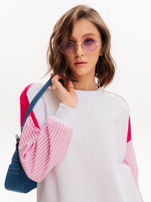 Свитшот с хлопковыми рукавами в полоску 90.2.1 - Sahar art lab фото 5