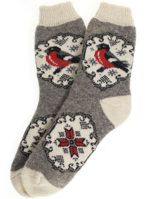 Носки женские "Снегирь в круглом окошке" 7621-1