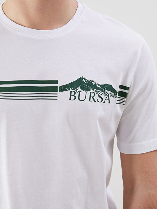 Bisiklet Yaka Bursa Bask?l? Penye Erkek Ti??rt