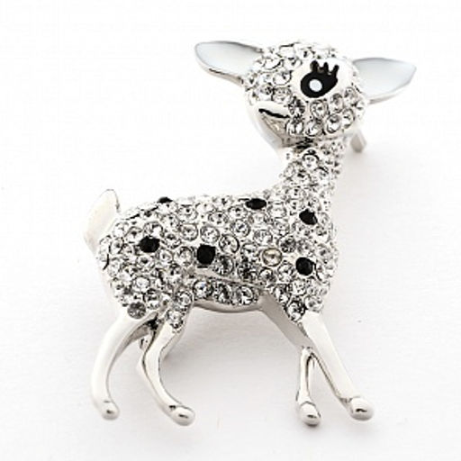 Брошь Олененок в стразах TV7671 серебро