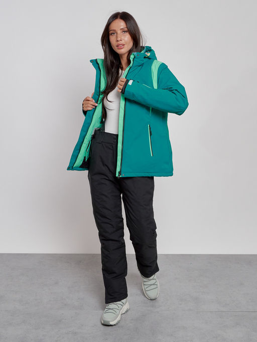 Горнолыжный костюм женский зимний темно-зеленого цвета 02305TZ - Chunmai фото 11