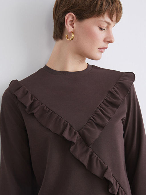 Bisiklet Yaka F?rf?rl? Kad?n Sweatshirt Tunik