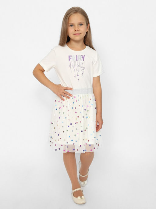 CRB wear/CWKG 63635-21 Платье для девочки,экрю/Ex.Cherubino фото 3