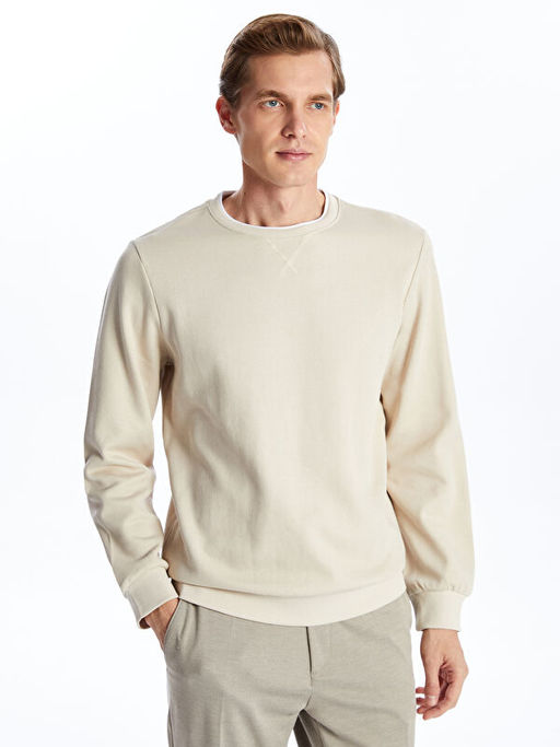 Bisiklet Yaka Uzun Kollu Erkek Sweatshirt