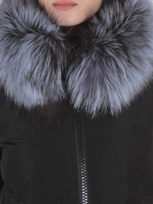 8186 BLACK Пальто женское с натуральным мехом Jarius