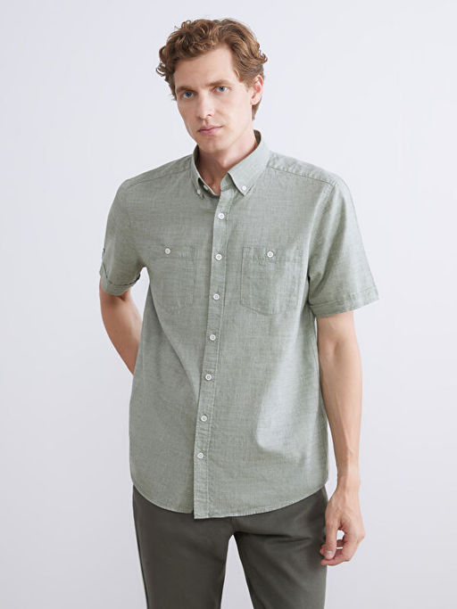 Regular Fit K?sa Kollu Poplin Erkek G?mlek