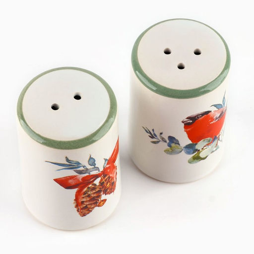 Солонка и перечница новогодние «Снегирь!», 12×6.5×7 см, ручная работа