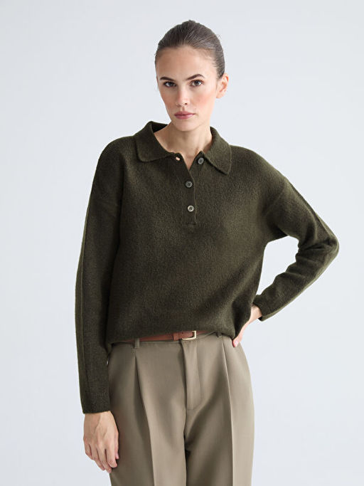 Polo Yaka Kad?n Triko Kazak