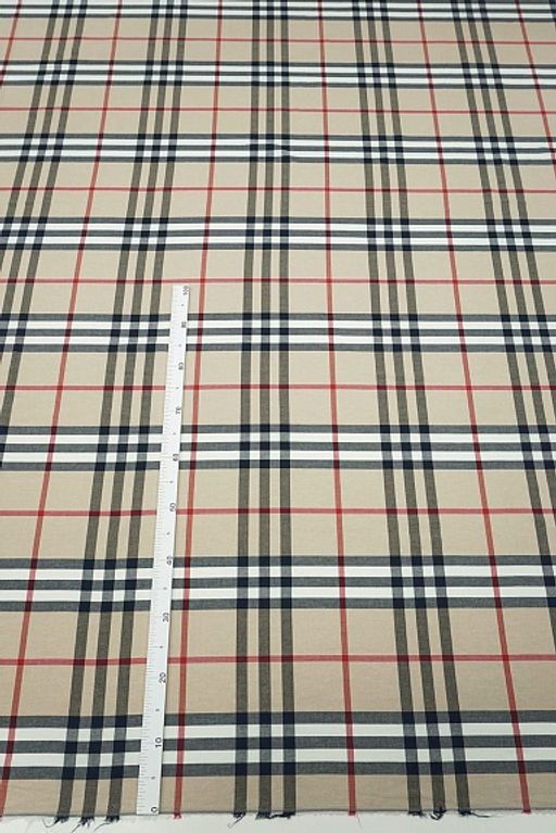 Вареный (стираный) хлопок Крупная клетка Барбери цв.бежево-молочный меланж, ш.2.50м, хл-100% - Купава фото 2
