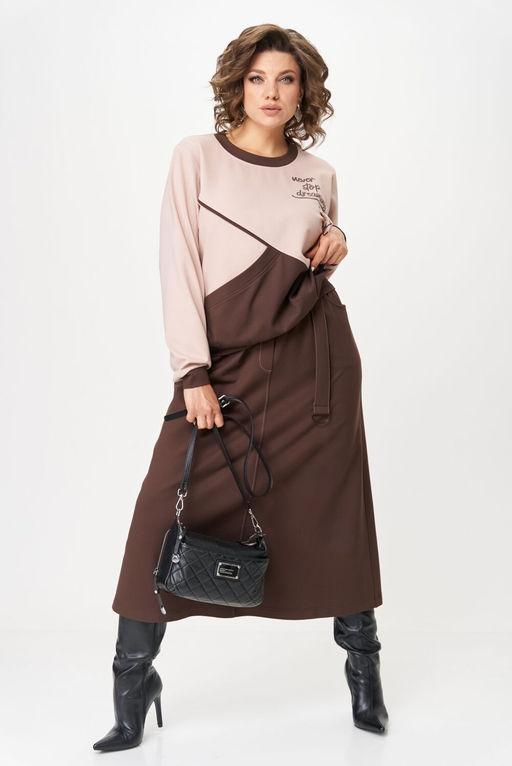 Костюм Aira Style 24129/1 пудра+коричневый