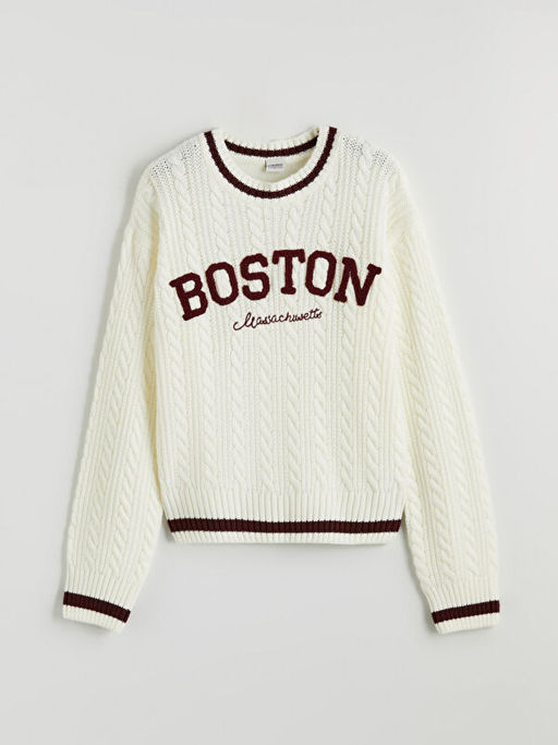 Bisiklet Yaka Nak??l? K?z ?ocuk Triko Kazak