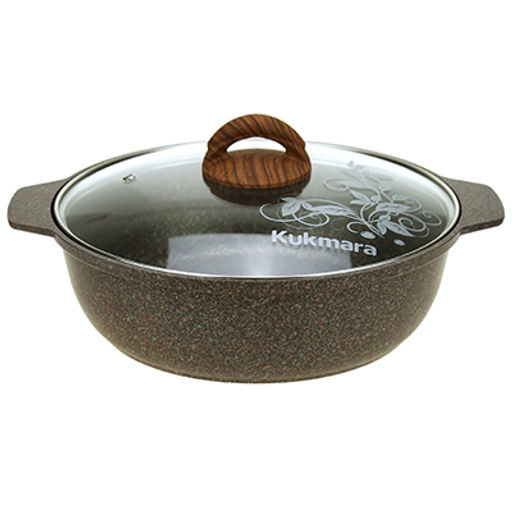 Кастрюля с антипригарным покрытием 3л, д26см "Granit Ultra", h9см, стеклянная жаропрочная крышка, ручка из термостойкого пластика, гранитный (Россия) - можно использовать металлические кухонные принадлежности