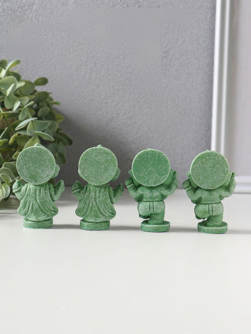 Сувенир полистоун "Ганеша" набор 4 шт зелёный 2,8х4х6,2 см