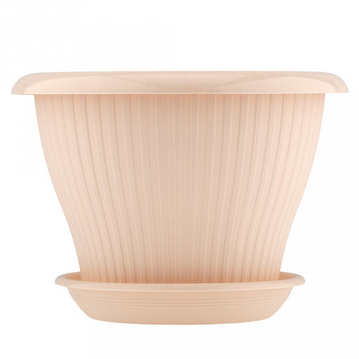 Горшок для цветов пластмассовый "Гамма плюс" 2,9л, д22см, h15,5см, пудровый (Россия)