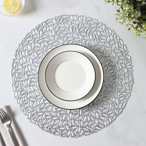 Набор салфеток сервировочных на стол Доляна «Манифик», d=38 см, 4 шт, цвет серебряный