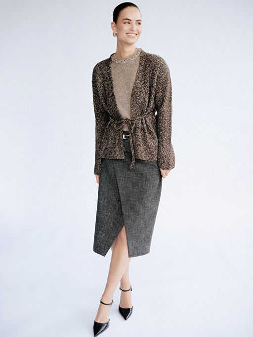 Beli Kemerli Desenli T?vit Kalem Etek