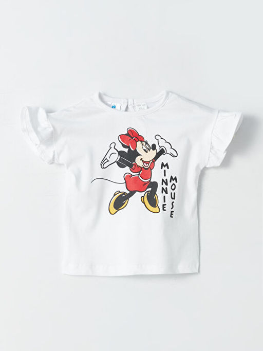 Bisiklet Yaka K?sa Kollu Minnie Mouse Bask?l? K?z Bebek Ti??rt ve ?ort 2li Tak?m - Waikiki фото 2