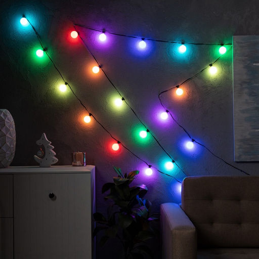 Умная гирлянда Нить 6 м с насадками Шарики, IP20, тёмная нить, 20 LED, свечение RGB, USB - Luazon lighting фото 3