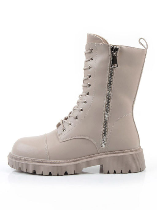 04-PAX83-2Z GRAY/BEIGE Ботинки зимние женские (натуральная кожа, 100% шерсть)