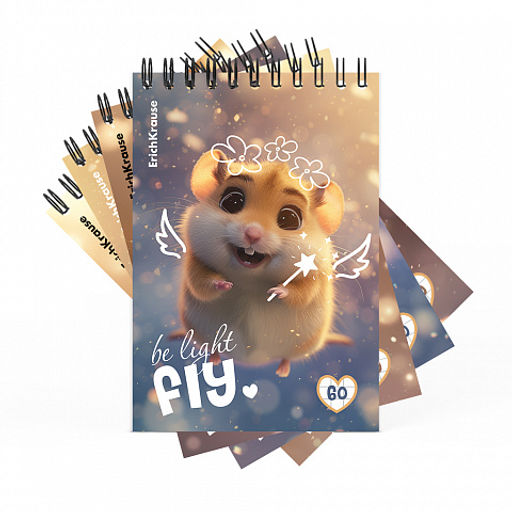 Цена за 4 шт. Блокнот на спирали ErichKrause Fluffy, А6, 60 листов, клетка_MIX-PACK