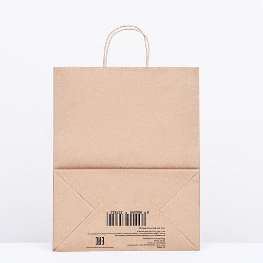 Цена за 25 шт. Пакет бумажный крафт 90 г/м, круглая ручка 32 х 18 х 40 см - Simaland фото 3