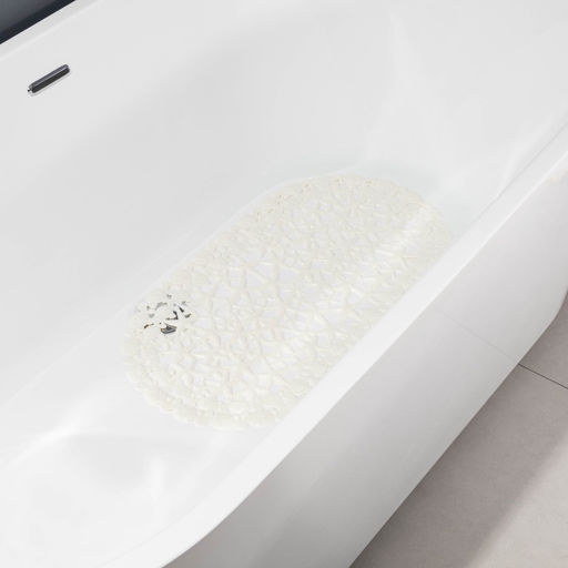 Коврик противоскользящий в ванну Доляна «Прибрежье», на присосках, 38×68 см, цвет белый