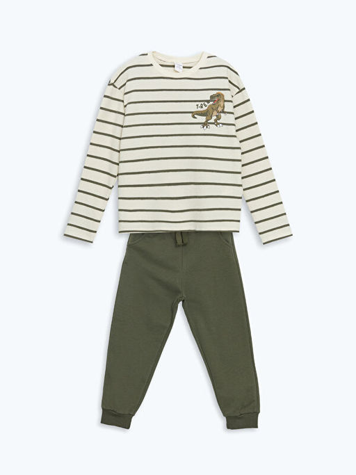 Dinozor Bask?l? Erkek ?ocuk Ti??rt ve Pantolon 2li
