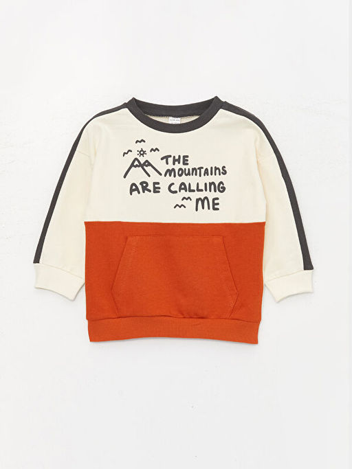 Bisiklet Yaka Bask?l? Erkek Bebek Sweatshirt ve Pantolon 2li Tak?m - Waikiki фото 2