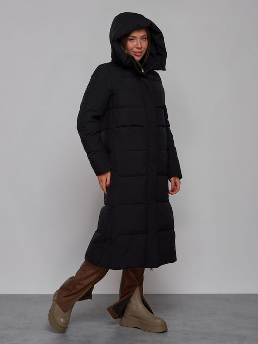 Пальто утепленное молодежное зимнее женское черного цвета 52382Ch - Holdluck фото 8