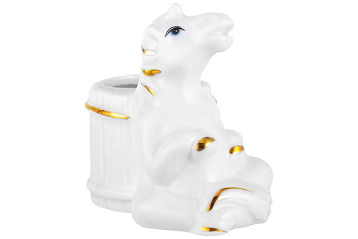 Вазочка для зубочисток 7,5*4,5*7 см Лошадь белая с золотом, фарфор - Elan gallery фото 5