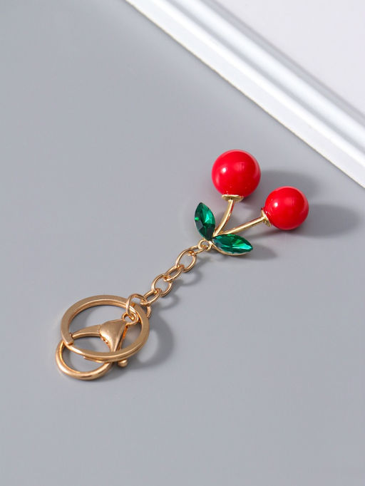 Цена за 2 шт. Брелок для ключей на кольце с карабином «Вишенки с листьями», 9×4×1.7 см