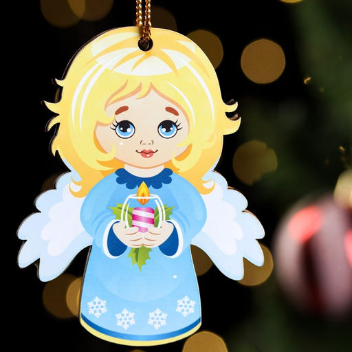 Цена за 5 шт. Ёлочная игрушка «Ангелочек», подвеска, 7×6.2×5 0.5 см