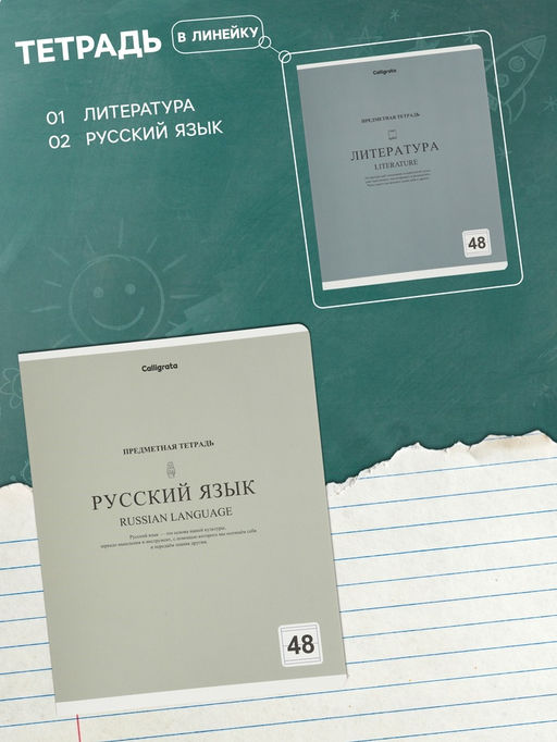 Тетради предметные 12 шт. 48 листов, справочная информация, 60 г, пастельные