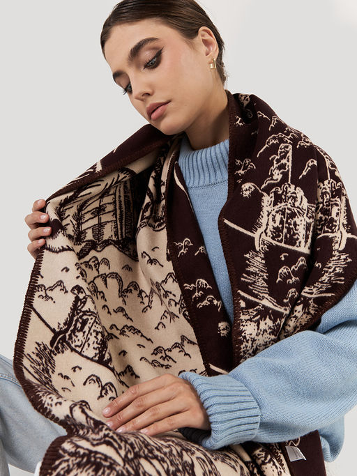 в составе ШЕРСТЬ  и КАШЕМИР Большой, мягкий, теплый  двусторонний палантин - Tantino фото 4