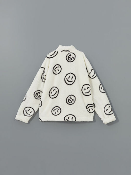 Dik Yaka Pel?? K?z ?ocuk Fermuarl? Sweatshirt