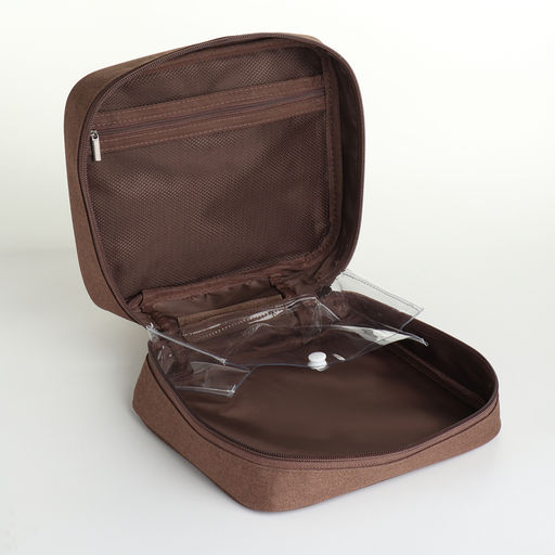 Косметичка - органайзер дорожная на молнии, с карманом, коричневая - Simaland фото 3