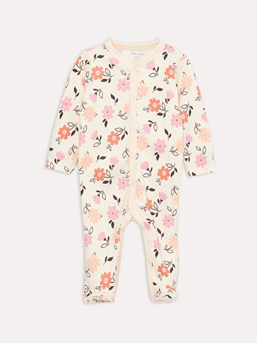 Bisiklet Yaka Desenli K?z Bebek Tulum(0-12 Ay Patikli, 12 Ay+ Patiksiz)