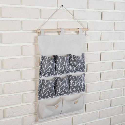 Органайзер подвесной с карманами Доляна «Зигзаг», 8 отделений, 35×53 см, серый