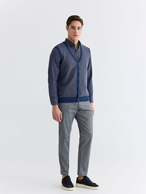 Standart Kal?p V Yaka Erkek Triko Yelek