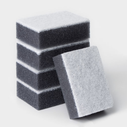 Цена за 3 шт. Набор губок для мытья посуды Raccoon, 5 шт., с частицами угля, 8.8×6×3 см, серый