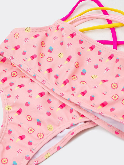 Раздельный купальник на тонких бретелях в розовом цвете для девочек - Mark formelle фото 3