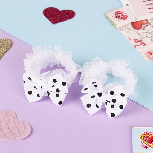 Цена за 5 шт. Резинки для волос Выбражулька «Рюши», набор 2 шт., горох, чёрно-белые