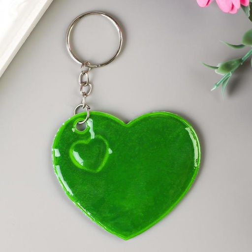 Цена за 12 шт. Брелок пластик светоотражающий Сердечко МИКС 5,5х5,5 см - Simaland фото 7