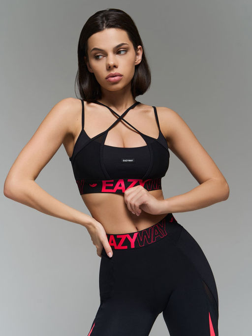 Спортивный топ-бра с двойными бретелями и вставками из сетки - Eazyway фото 3