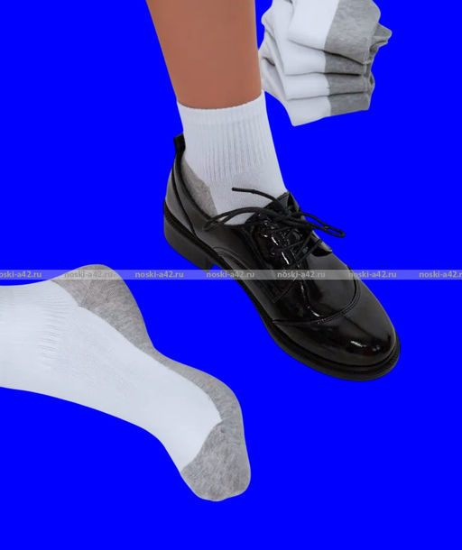 Цена за 10 пар. Носки женские укороченные белые (серая подошва) арт. 6621