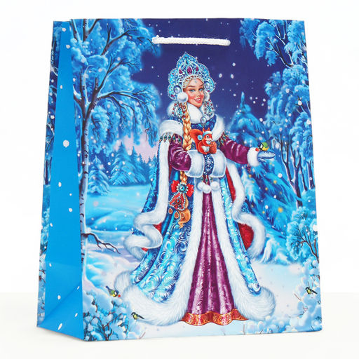 Пакет подарочный новогодний ламинированный «Снегурочка», 18×22.3×10 см