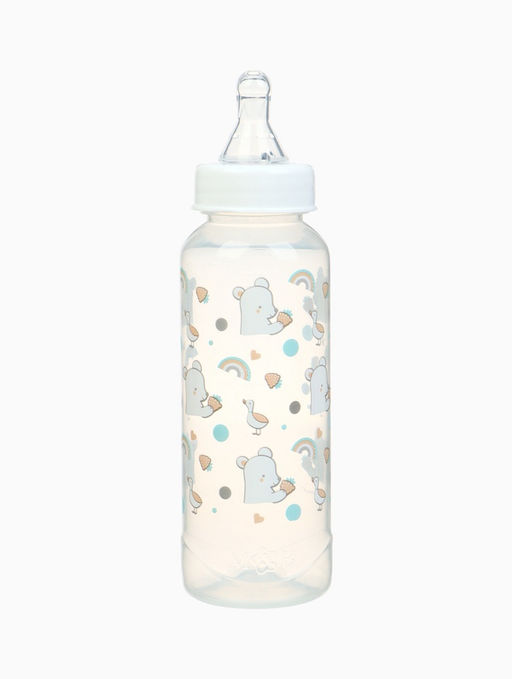 Бутылочка для кормления Крошка Я Basic «Медвежонок», классическое горло, от 3 мес., 250 мл., белый/бирюзовый