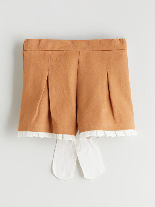 Beli Lastikli K?z ?ocuk ?ort ve K?lotlu ?orap 2li Tak?m