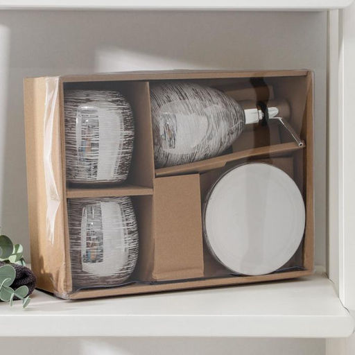 Набор аксессуаров для ванной комнаты Нити, 4 предмета, мыльница, дозатор 400 мл, 2 стакана, серебряный - Simaland фото 4