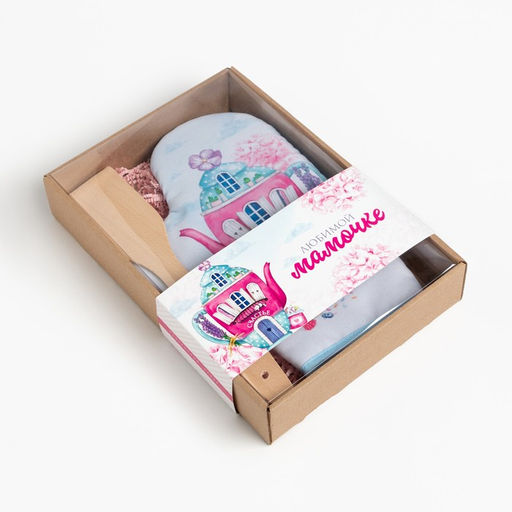 Кухонный набор Любимой мамочке,варежка-прихватка 20х28см, лопатка деревянная - Доляна фото 7